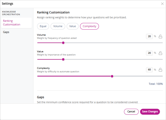 knowledge orchestration settings
